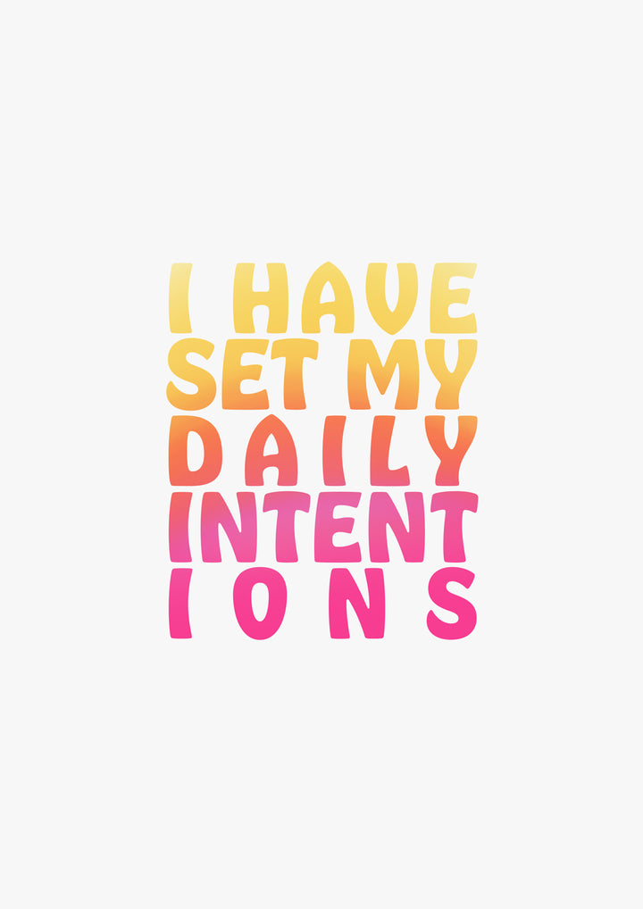 Law of Attraction Affirmation Quote Poster Retro Typography Wall Art Print "I Have Set My Daily Intentions"