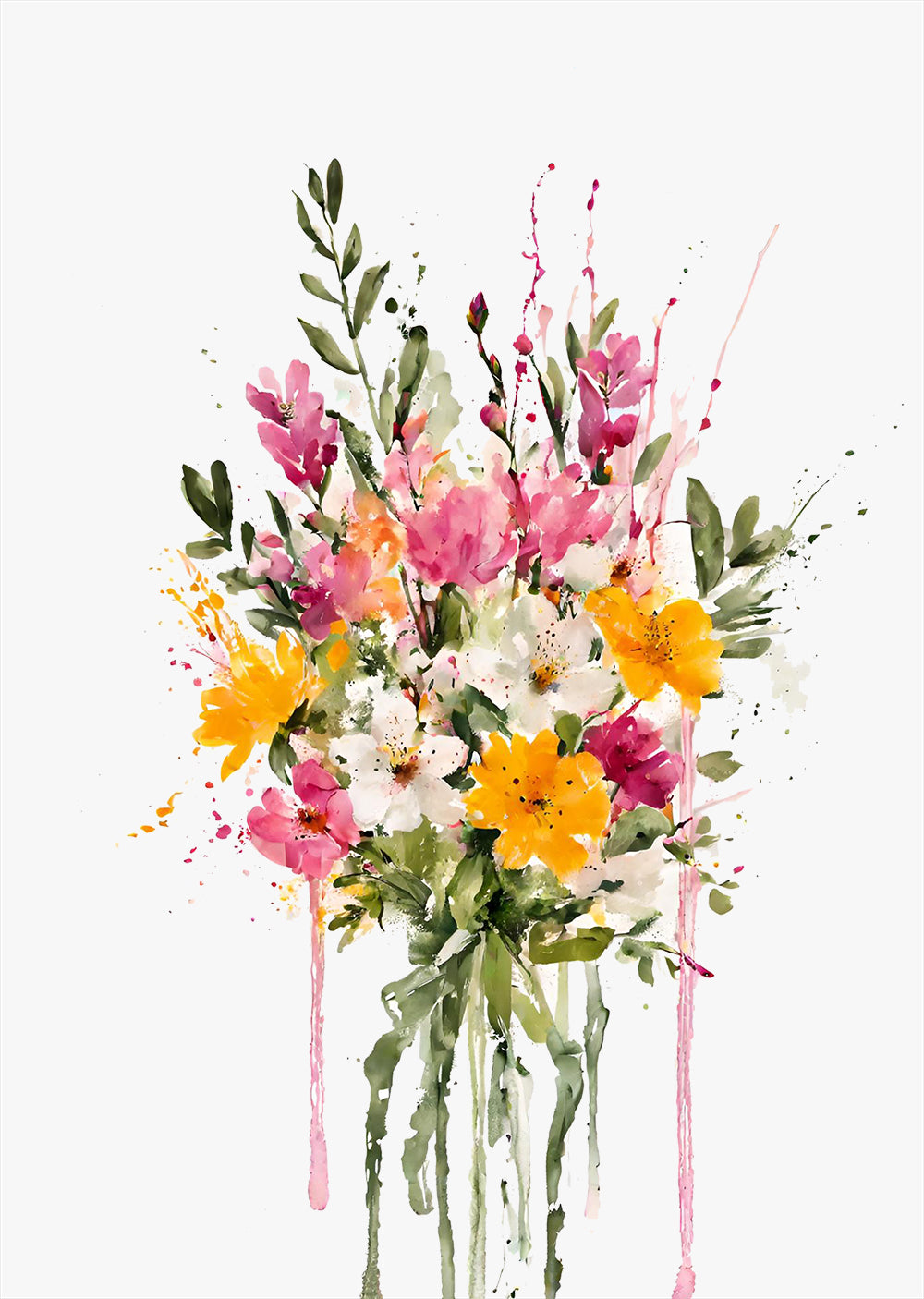 Delightful Spring Flower Bouquet Wall Art Print