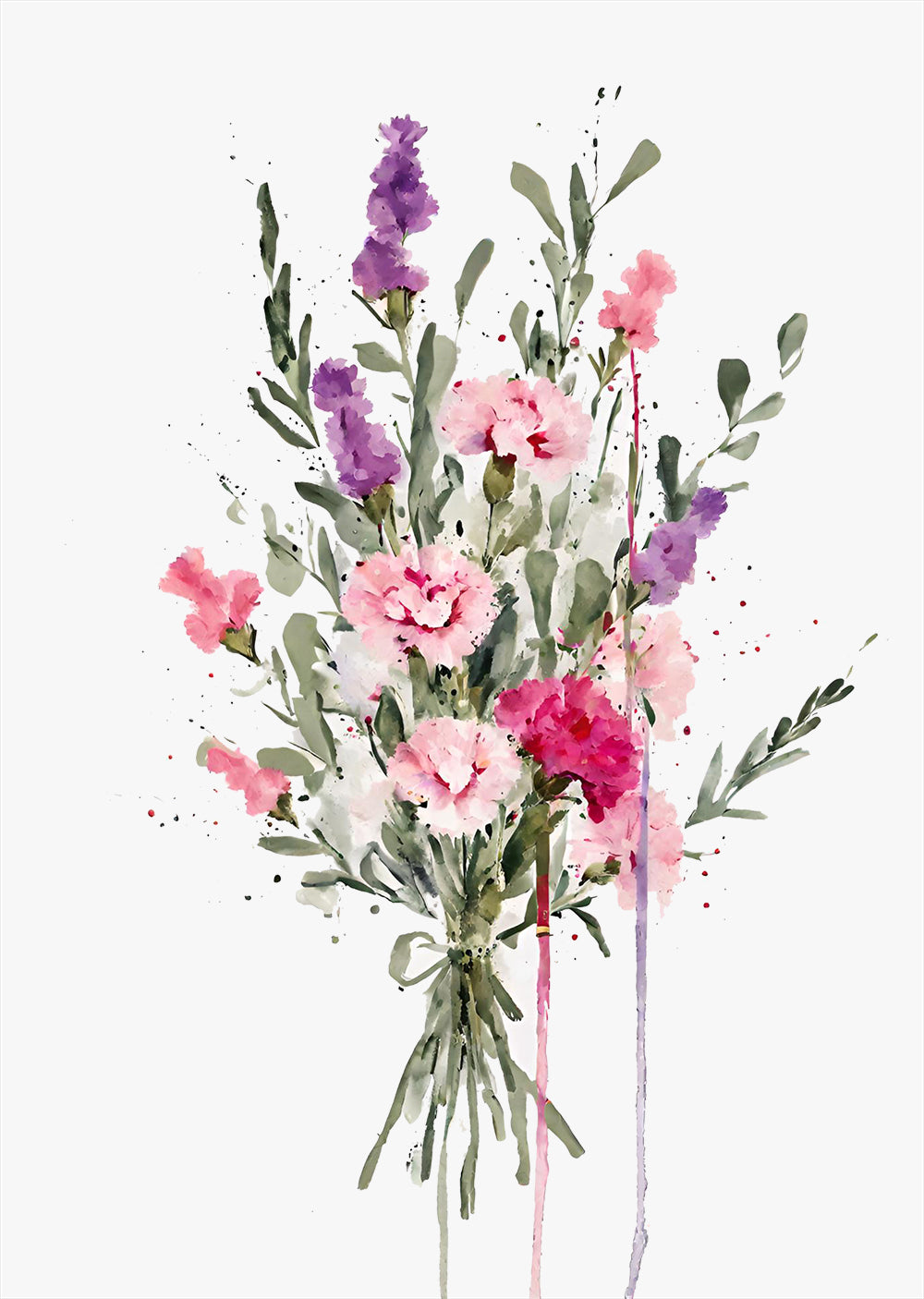 Pink Spring Blossom Flower Bouquet Wall Art Print