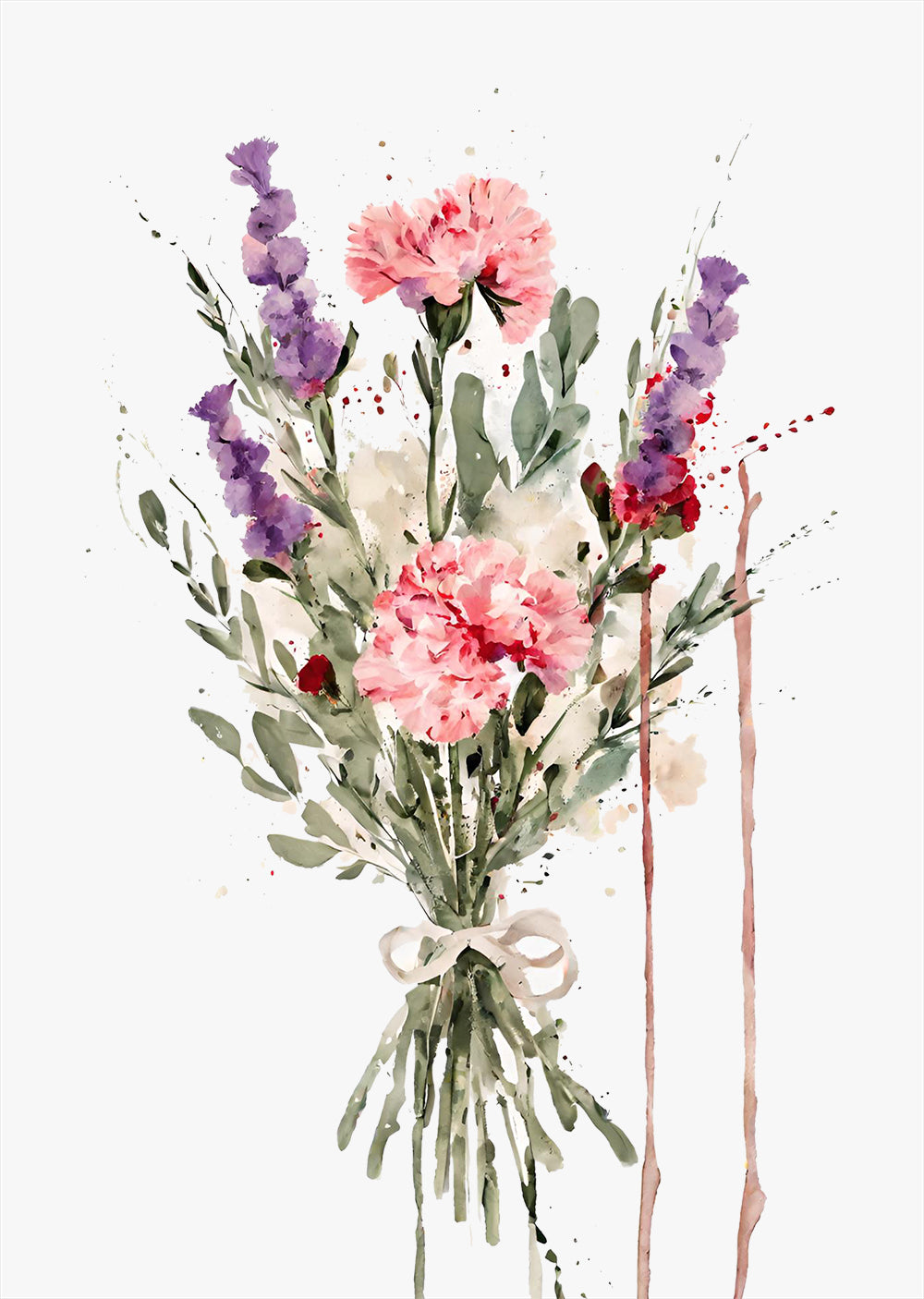 Pink Morning Flower Bouquet Wall Art Print