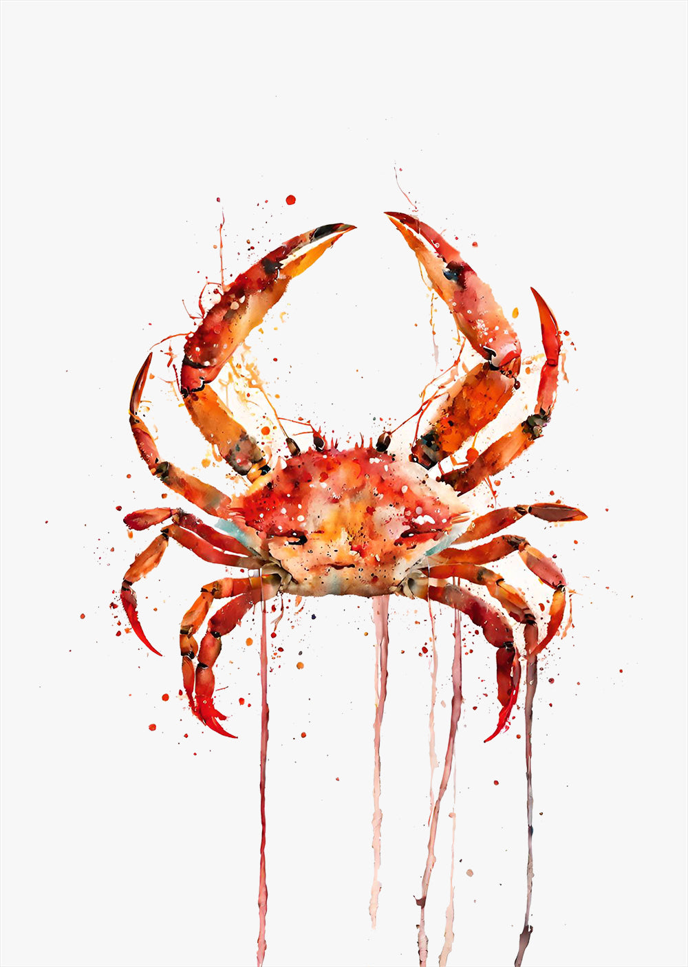 Crab Watercolour Wall Art Print