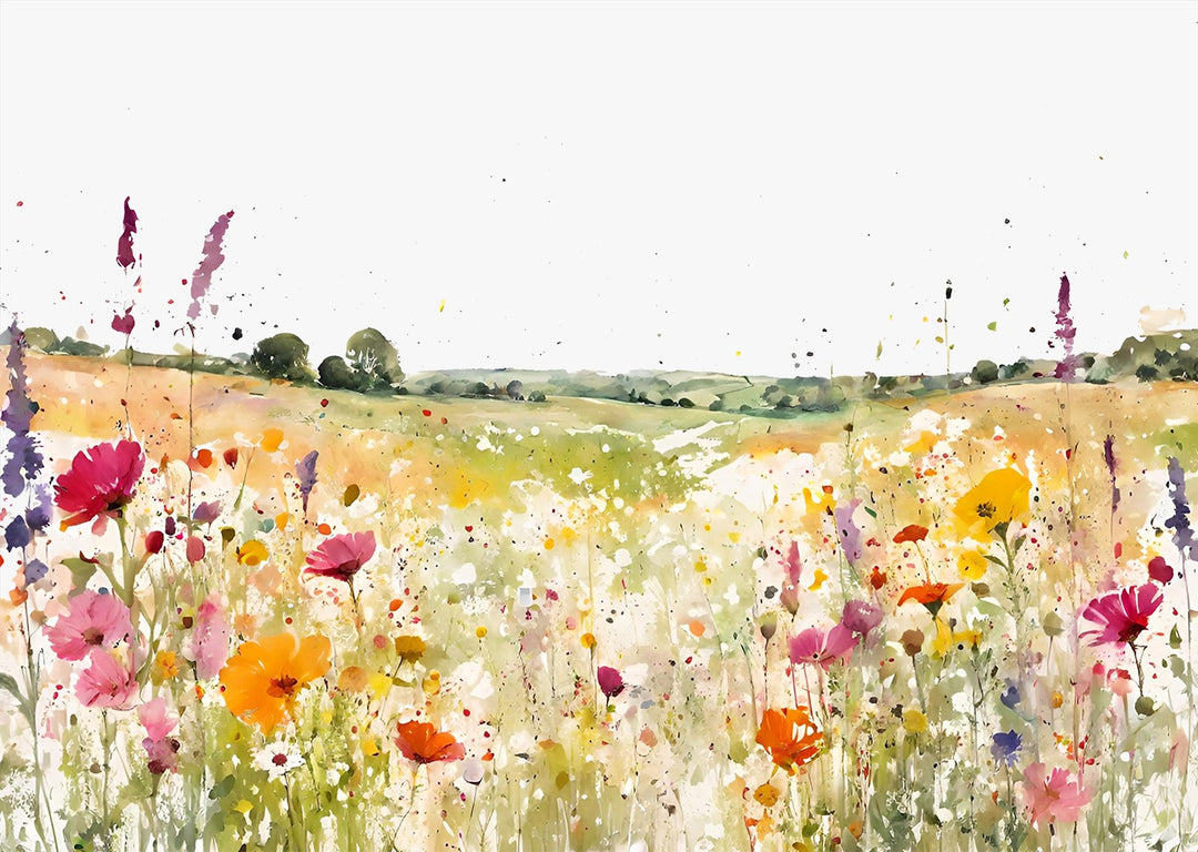 Flower Field Landscape Wall Art Print