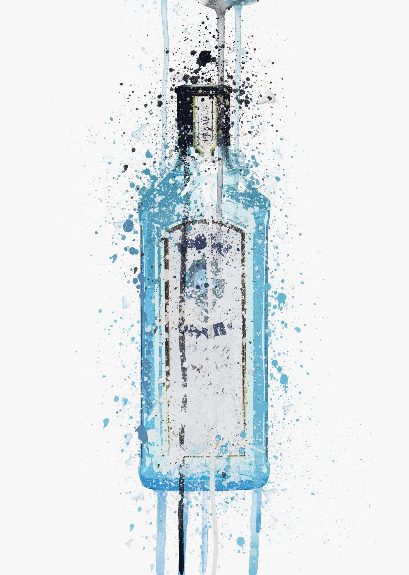 Gin Bottle Wall Art Print 'Ocean Blue'-We Love Prints