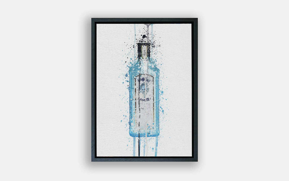 Premium Canvas Wall Art Print Gin Bottle 'Ocean Blue'-We Love Prints