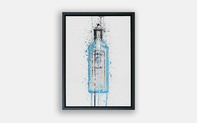 Premium Canvas Wall Art Print Gin Bottle 'Ocean Blue'-We Love Prints