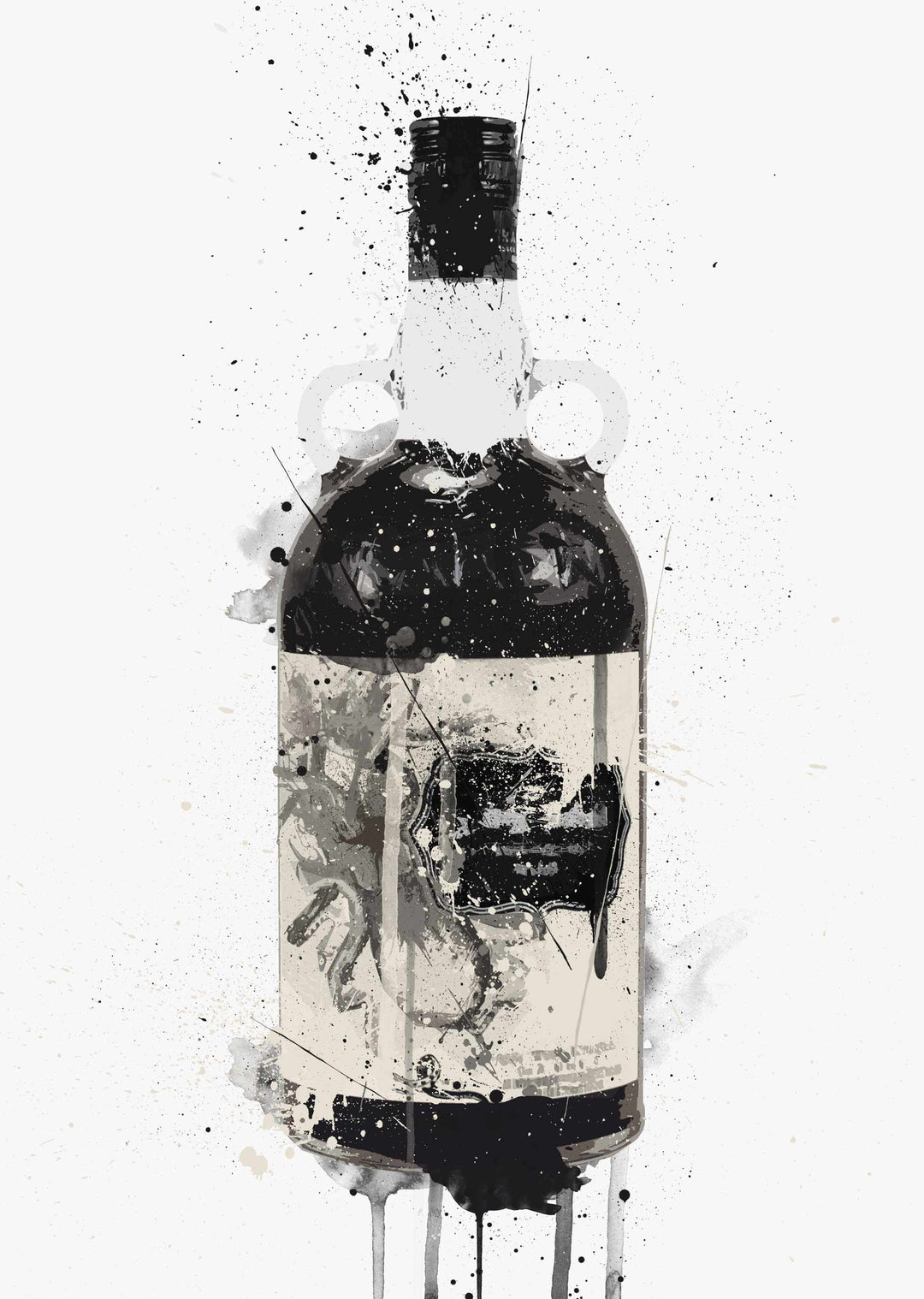 Rumflasche Wandbild 'Black Squid'