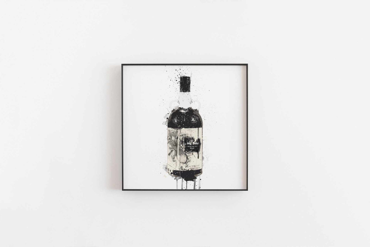 Rum Bottle Wall Art Print 'Black Squid'