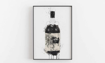 Rum Bottle Wall Art Print 'Black Squid'