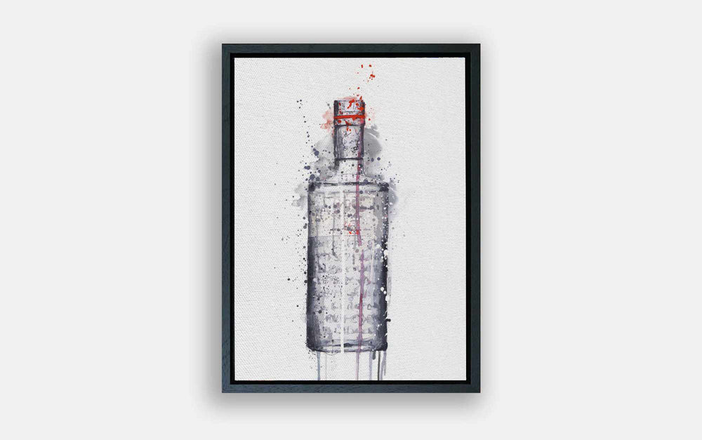 Premium Canvas Wall Art Print Gin Bottle 'Steel Grey'-We Love Prints