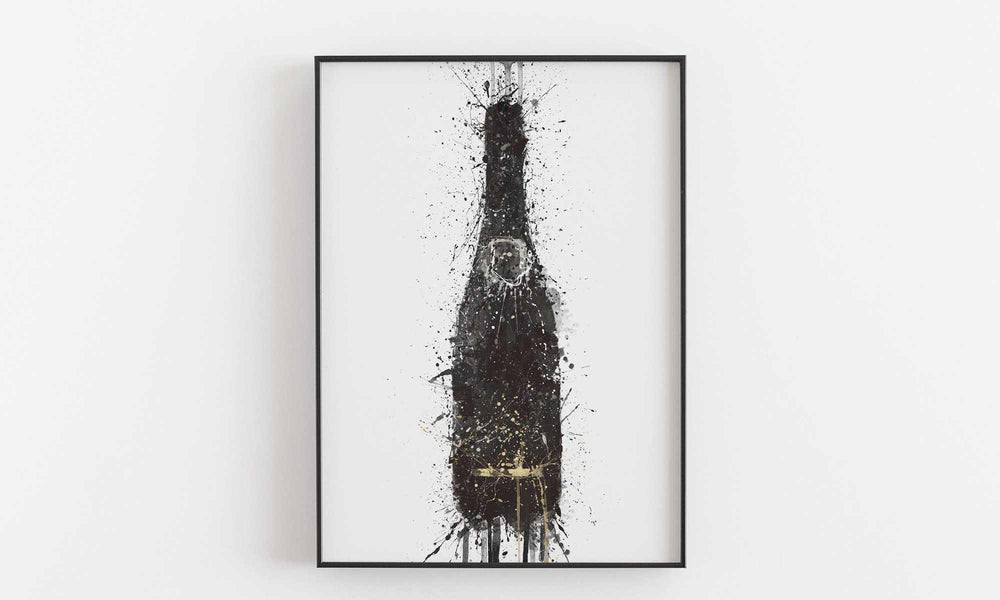 Champagne Bottle Wall Art Print 'Black Fizz'-We Love Prints