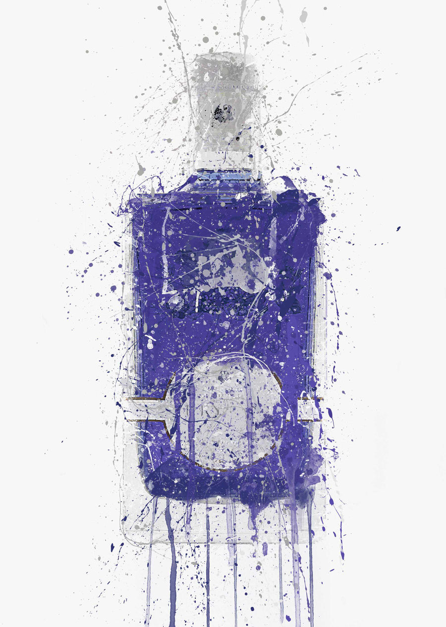 Gin Bottle Wall Art Print 'Periwinkle'