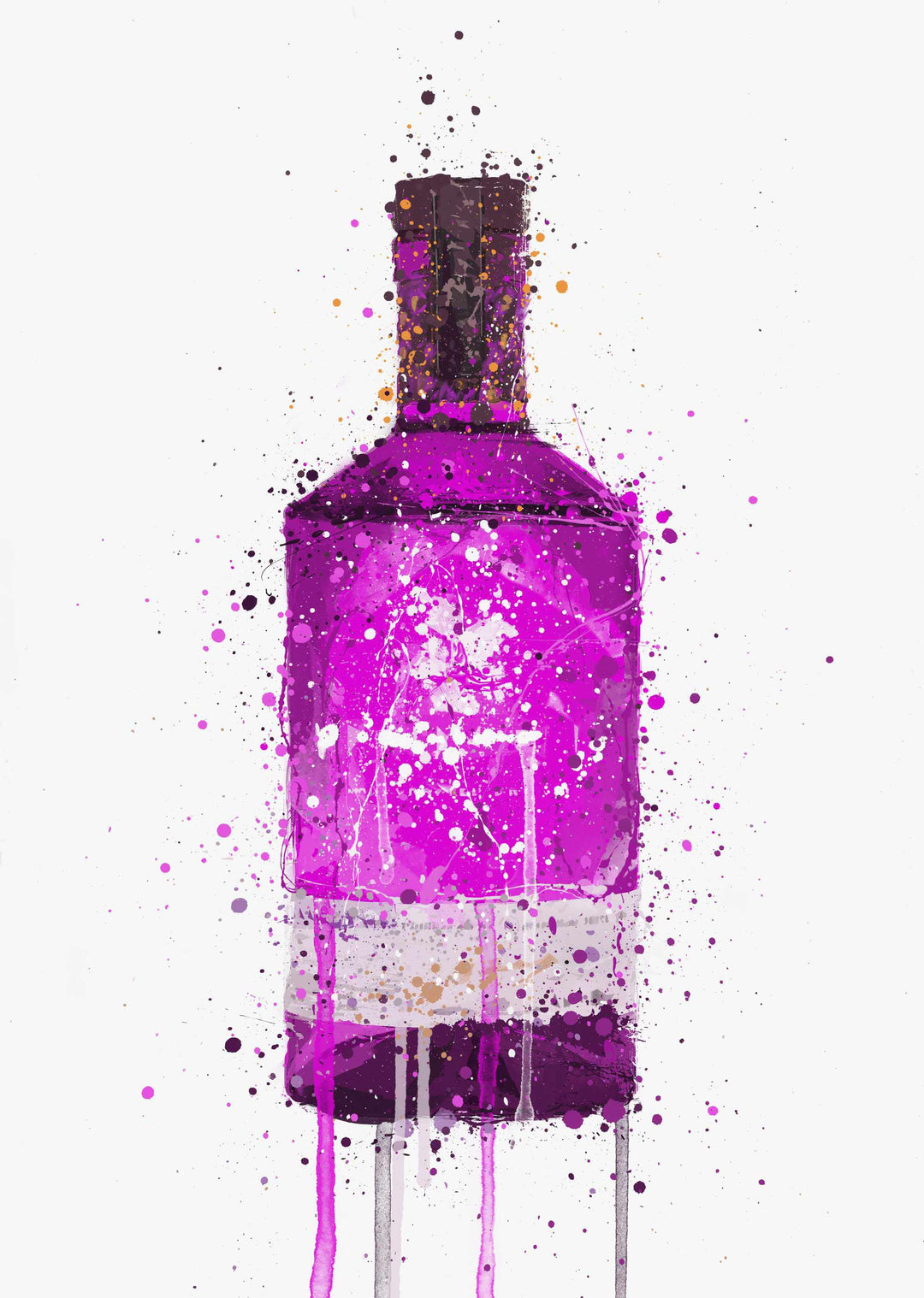 Gin Bottle Wall Art Print 'Magenta'-We Love Prints