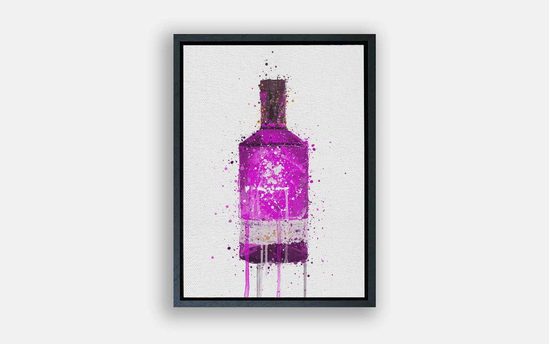 Premium Canvas Wall Art Print Gin Bottle 'Magenta'-We Love Prints