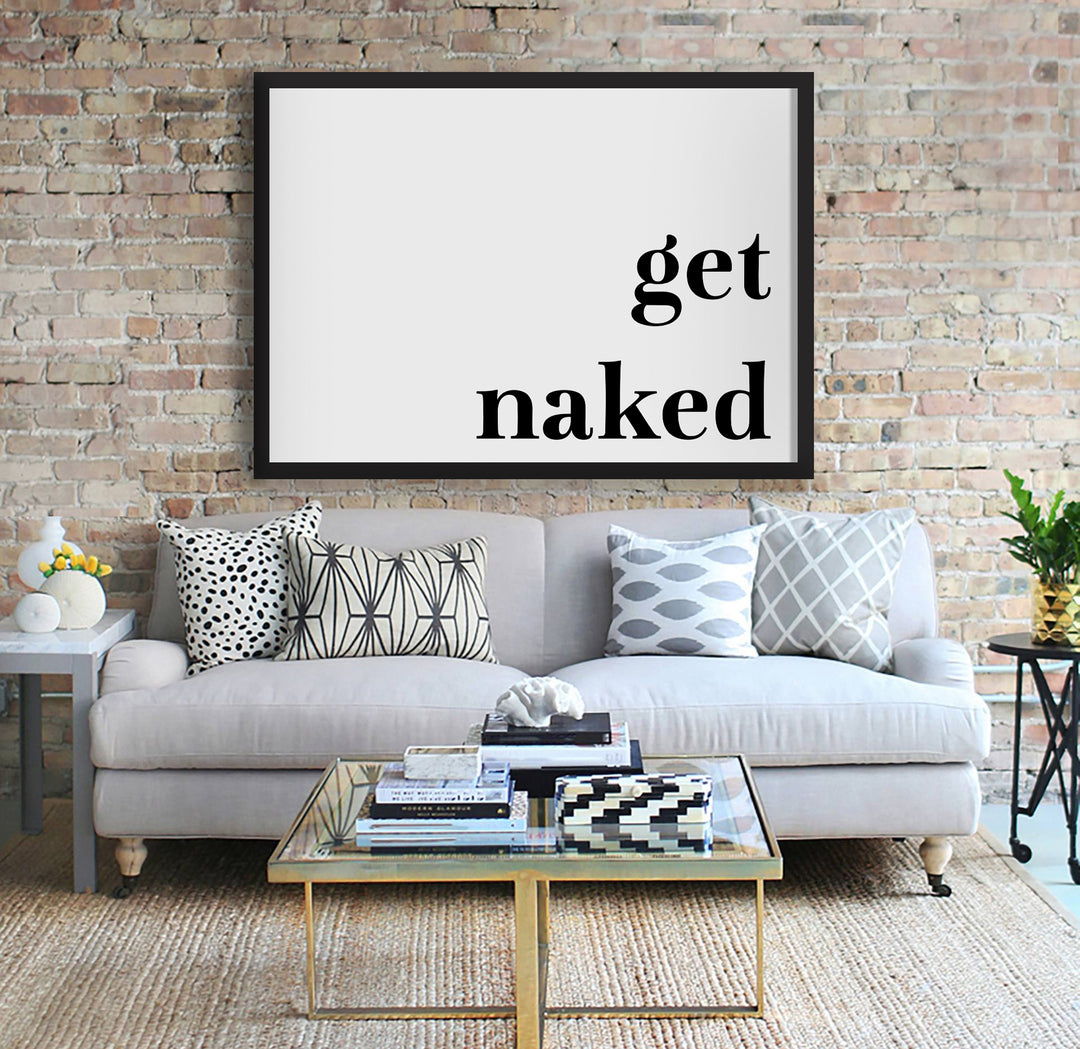 Typografisches Wandbild 'Get Naked' (Horizontal)