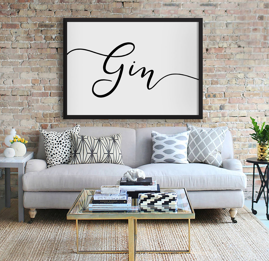 Typographic Wall Art Print 'Gin' (Horizontal)