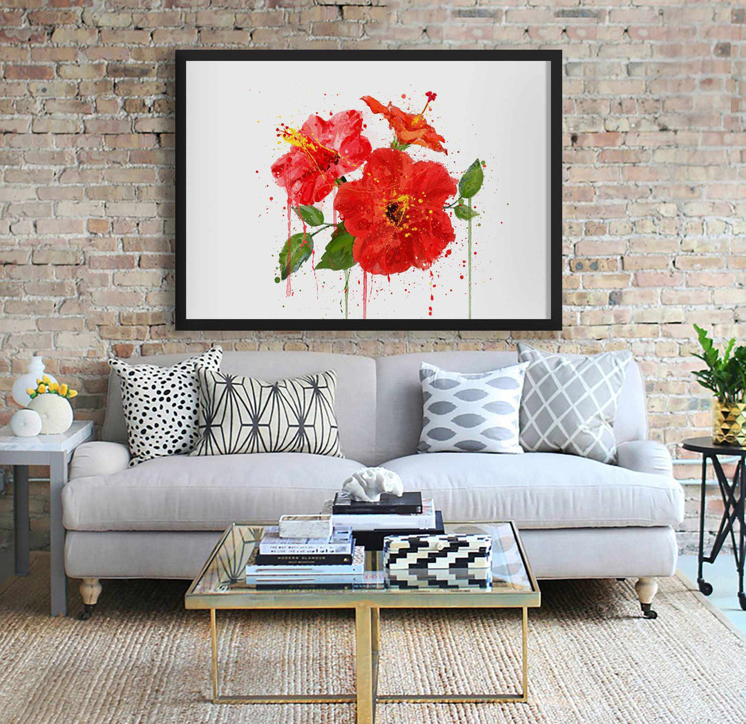 Flower Wall Art Print ‘Red Hibiscus'