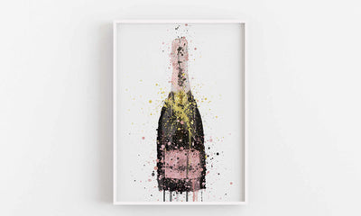 Champagne Bottle Wall Art Print 'Pink'