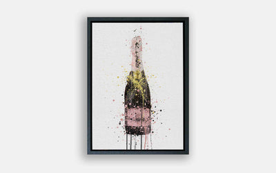 Premium Canvas Wall Art Print Champagne Bottle 'Pink'-We Love Prints