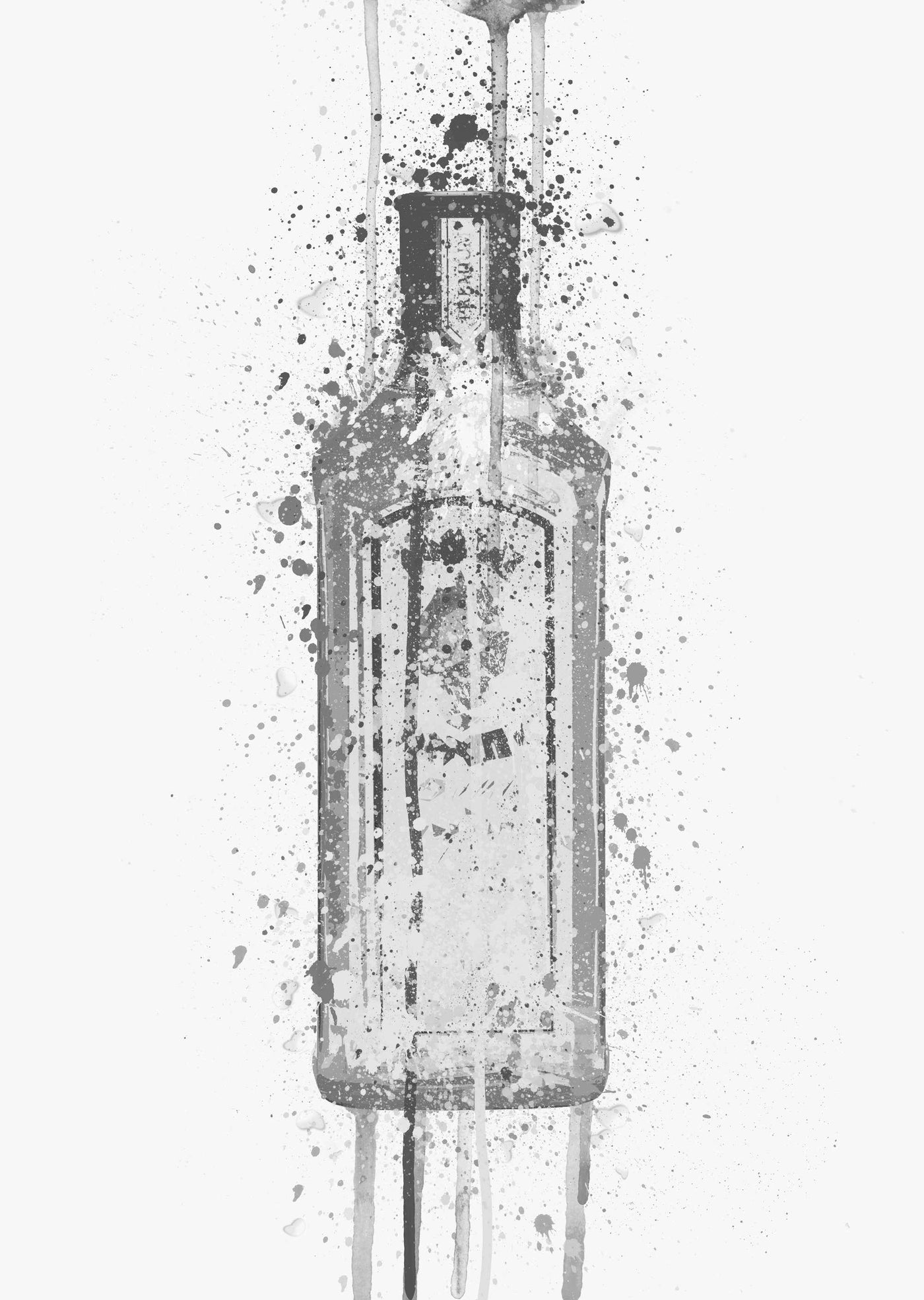 Gin Bottle Wall Art 'Ocean Blue' (Grey Edition)-We Love Prints