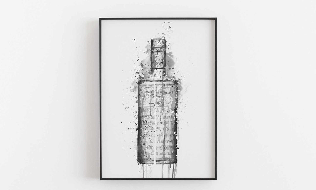 Gin Bottle Wall Art 'Steel Grey' (Grey Edition)-We Love Prints