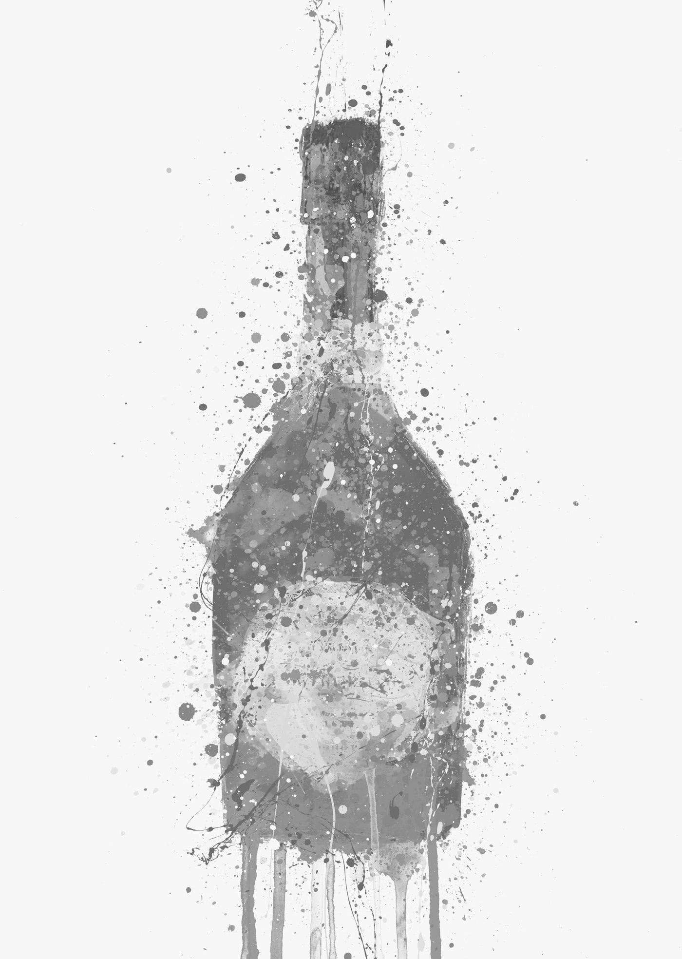 Champagne Bottle Wall Art Print 'Rosy' (Grey Edition)-We Love Prints