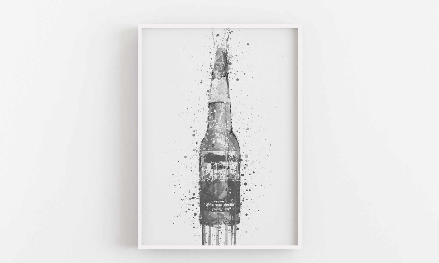 Beer Bottle Wall Art Print 'Lime' (Grey Edition)-We Love Prints