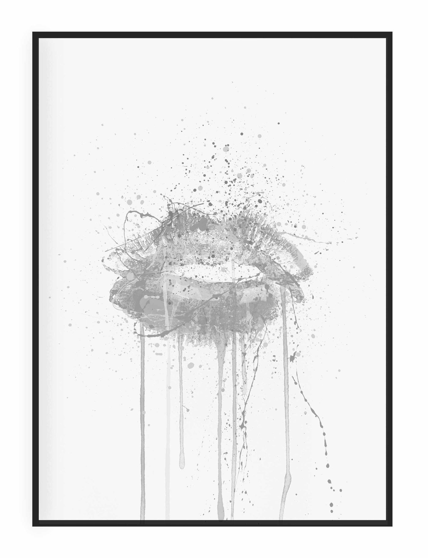 Kinda Sexy' Lips Wall Art Print (Grey Edition)-We Love Prints
