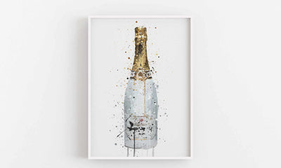 Champagne Bottle Wall Art Print 'Blanc'-We Love Prints