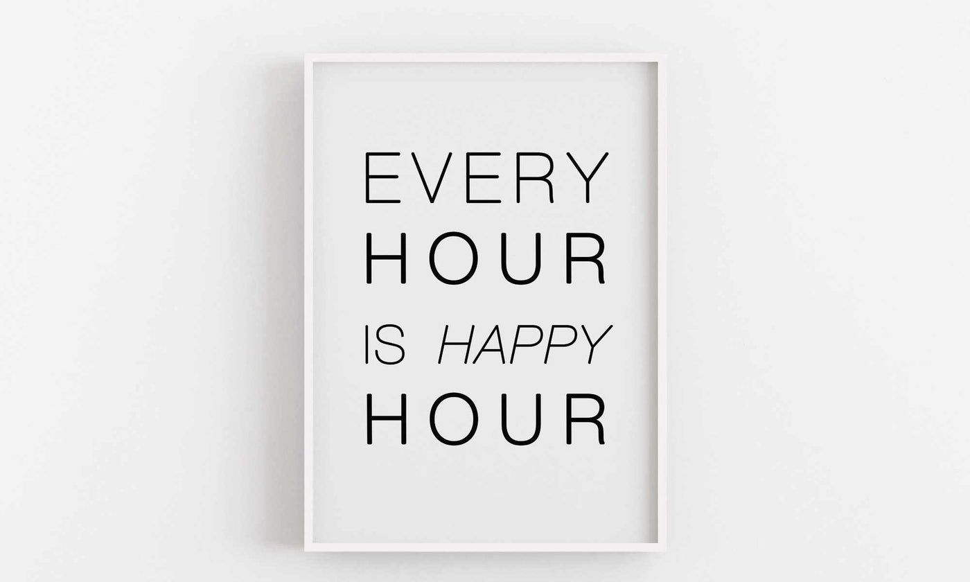 Typographic Wall Art Print 'Happy Hour'-We Love Prints