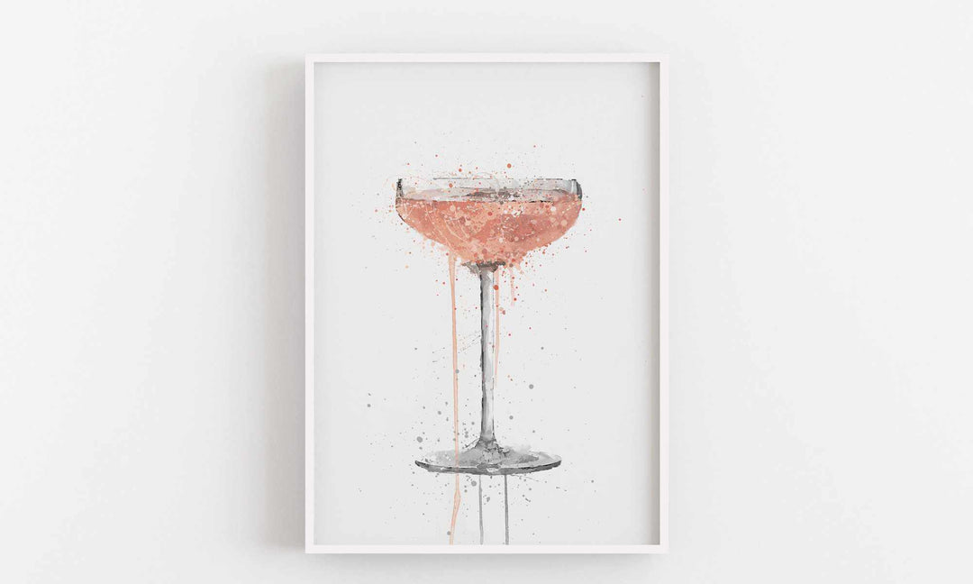 Champagne Coupe 'Rose' Cocktail-Wand-Kunstdruck