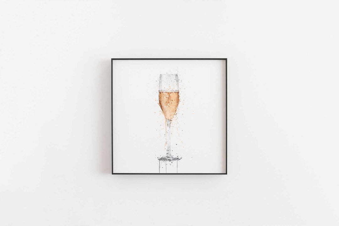 Champagnerflöte 'Rose' Wandkunstdruck