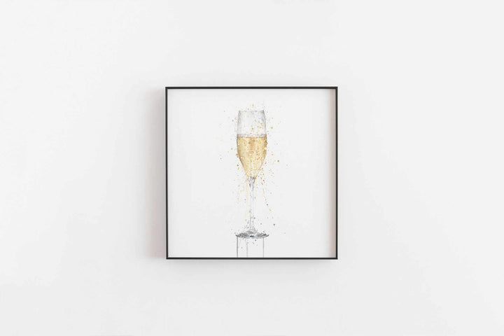 Champagne Flute 'White' Wall Art Print