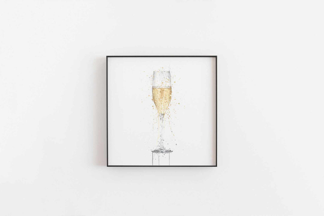 Champagnerflöte 'Weiß' Wandkunstdruck