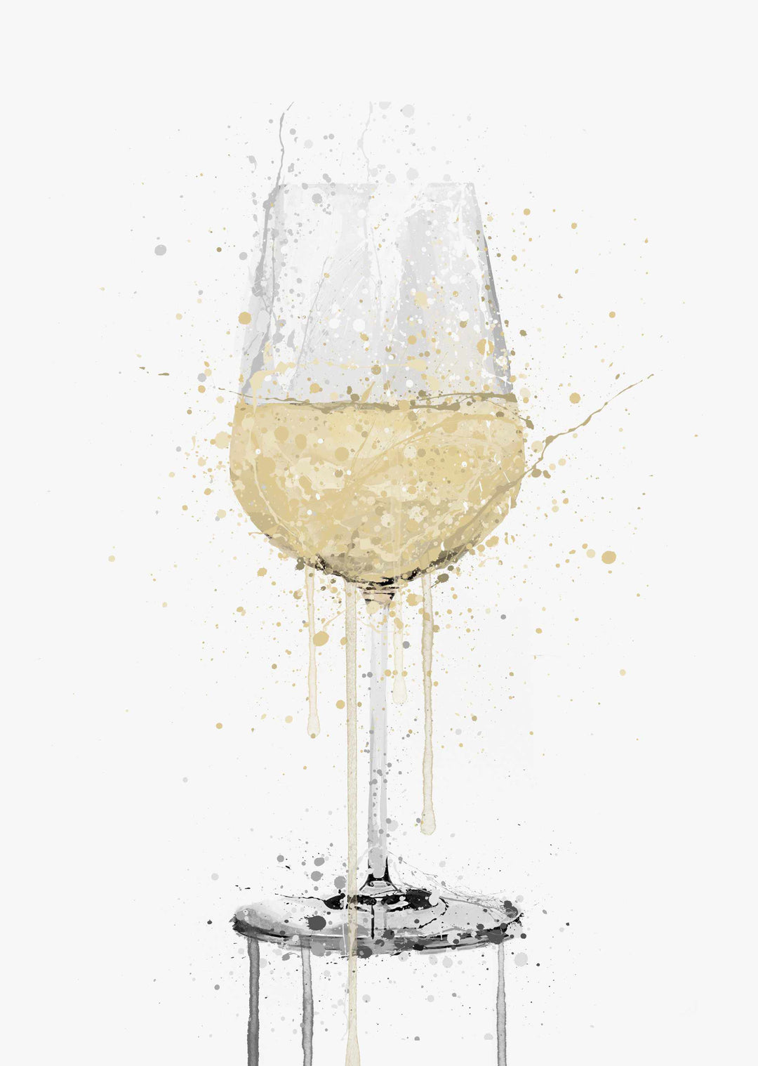 White Wine Glass Wall Art Print