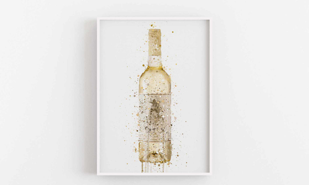Weißwein Flasche Wand Kunstdruck