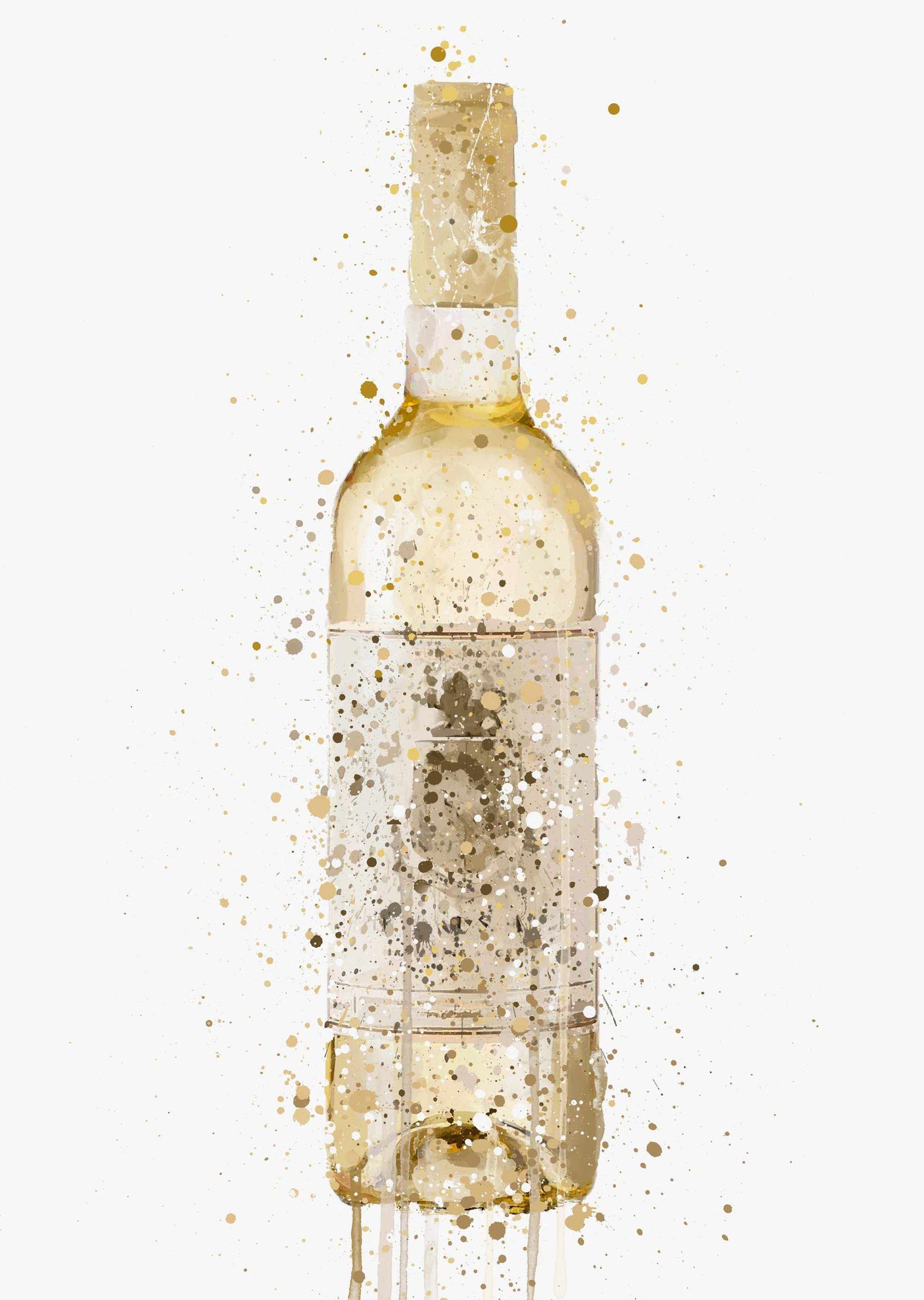 White Wine Bottle Wall Art Print