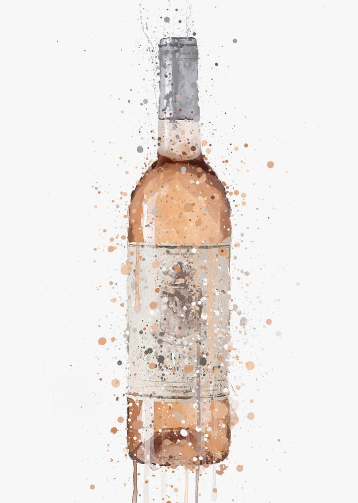 Rose Wein Flasche Wand Kunstdruck