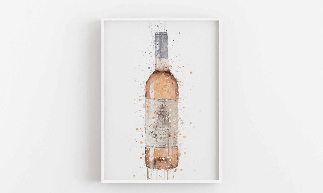 Rose Wein Flasche Wand Kunstdruck