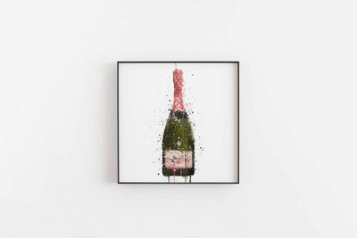 Champagne Bottle Wall Art Print 'Miss Flamingo'