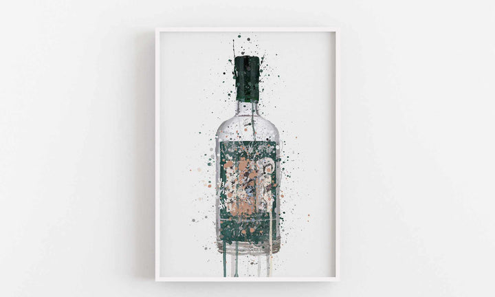 Gin Bottle Wall Art Print 'Deep Pine'