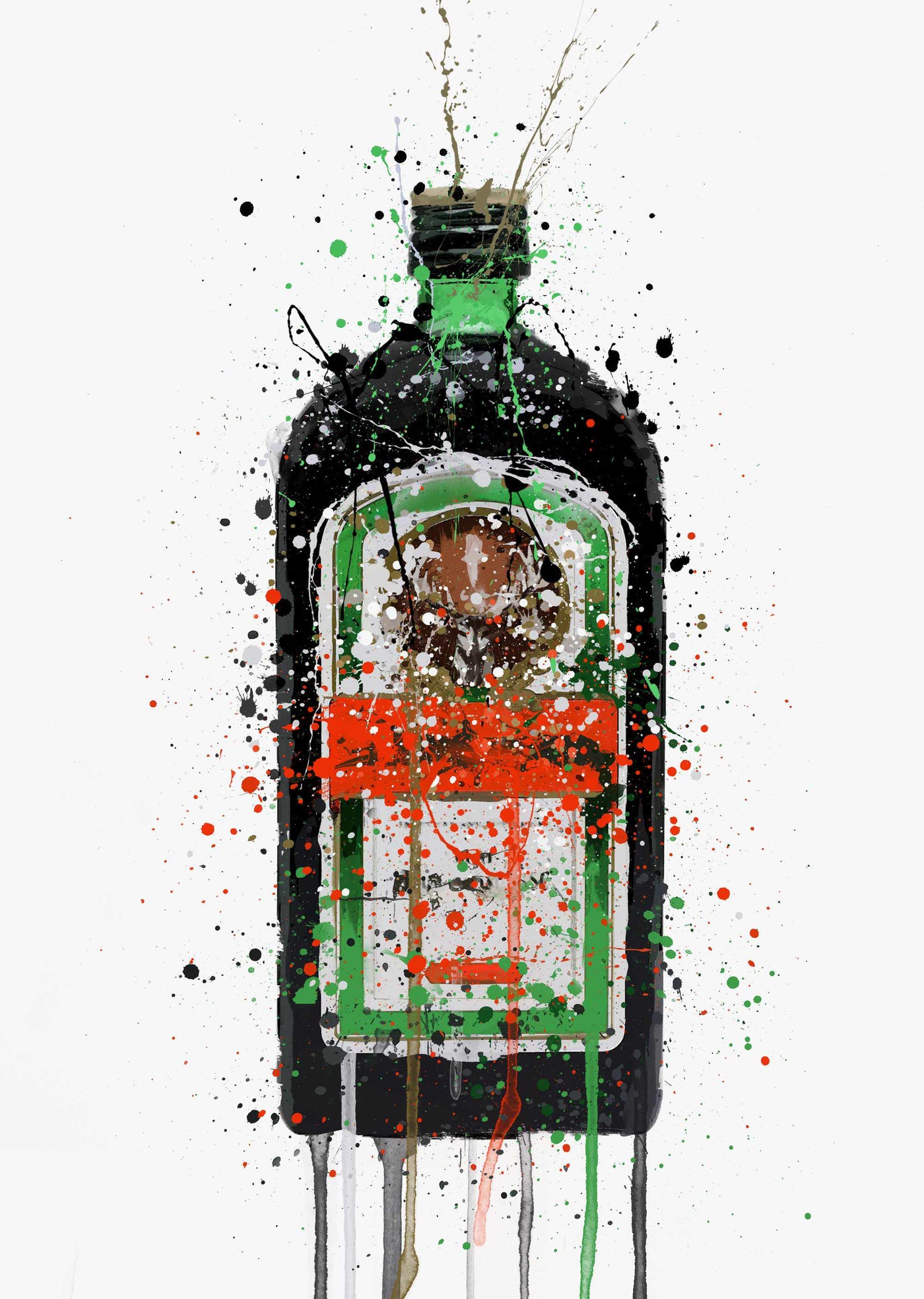 Liqueur Bottle Wall Art Print 'Green Ink'