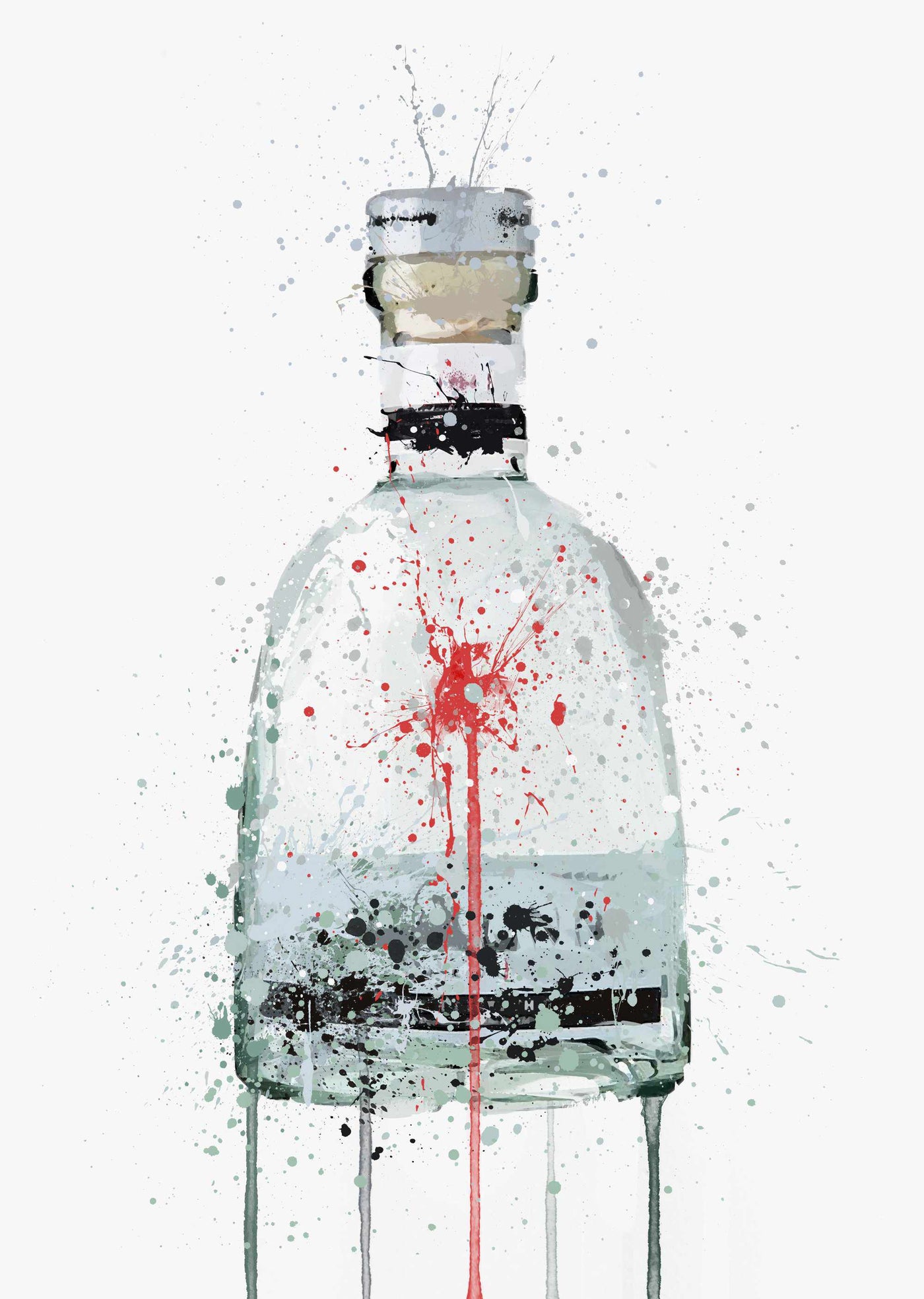 Gin Bottle Wall Art Print 'Silver Spey'