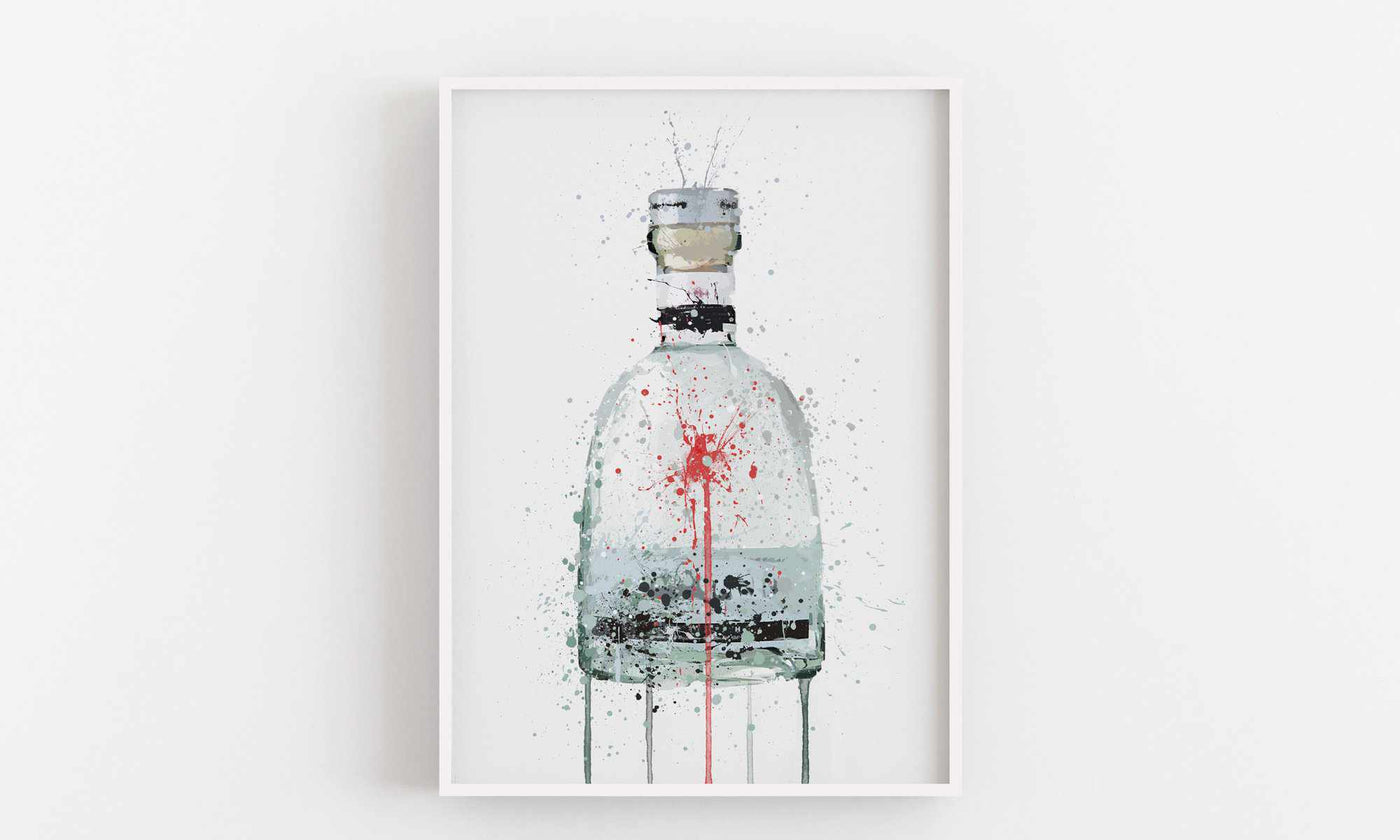 Gin Bottle Wall Art Print 'Silver Spey'