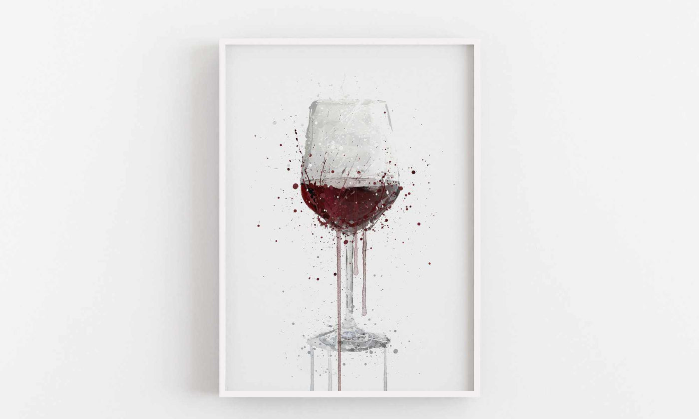 Red Wine Glass Wall Art Print