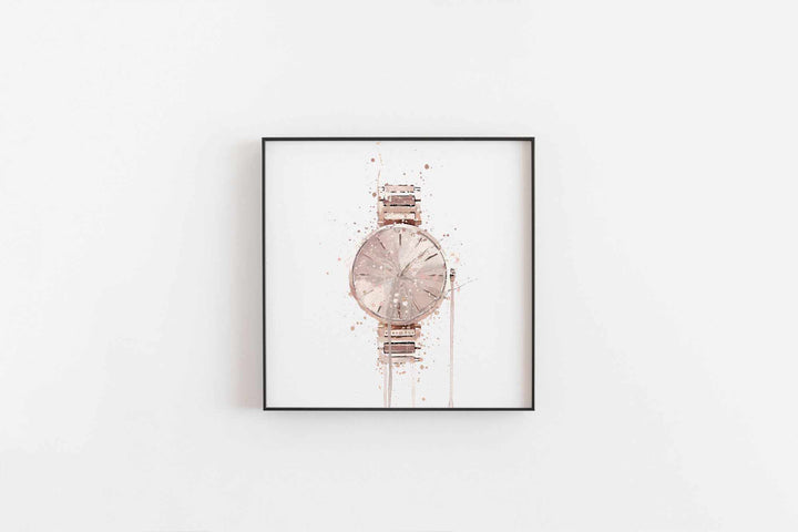 Armbanduhr Wand Kunstdruck 'Roségold'