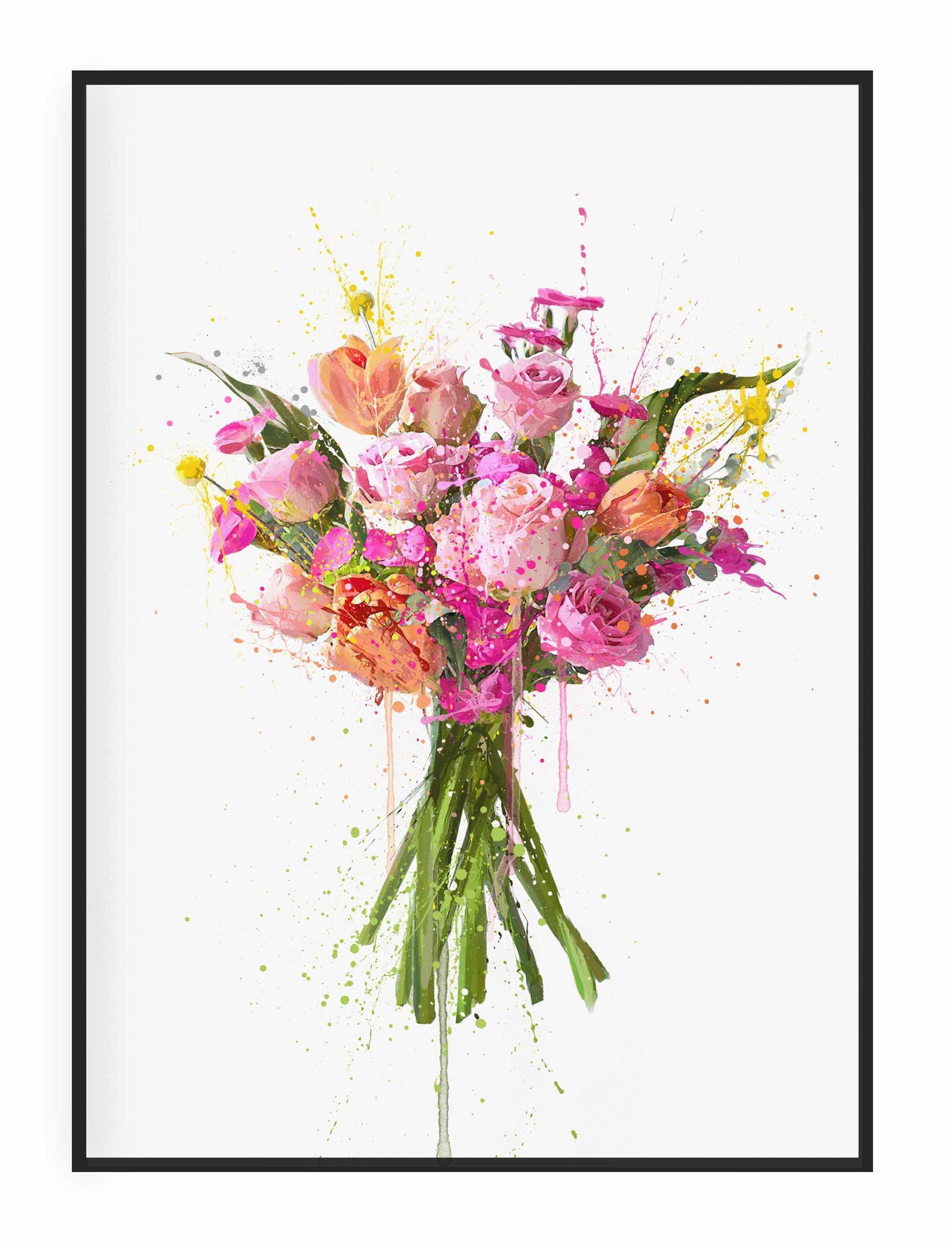 Flower Wall Art Print 'Electric Pink'