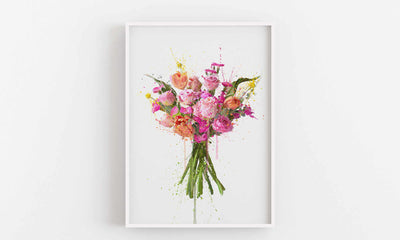 Flower Wall Art Print 'Electric Pink'