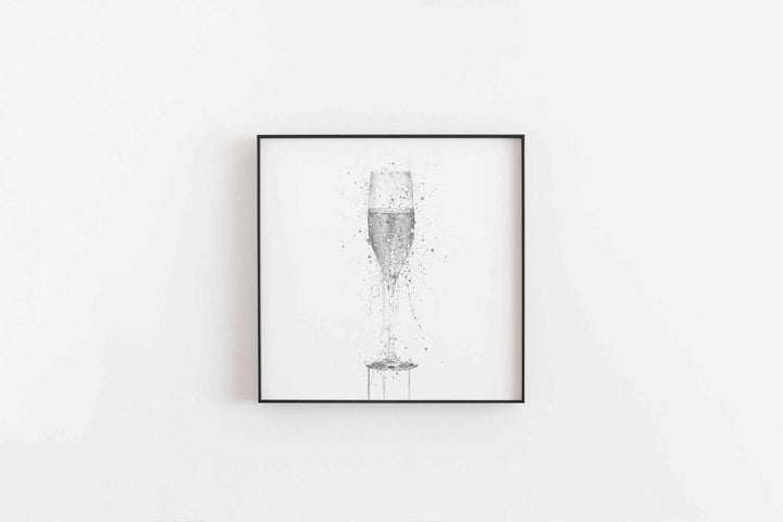 Champagnerflöte Wand Kunstdruck (Grau Edition)