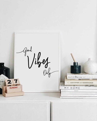 Typographic Wall Art Print 'Good Vibes Only'
