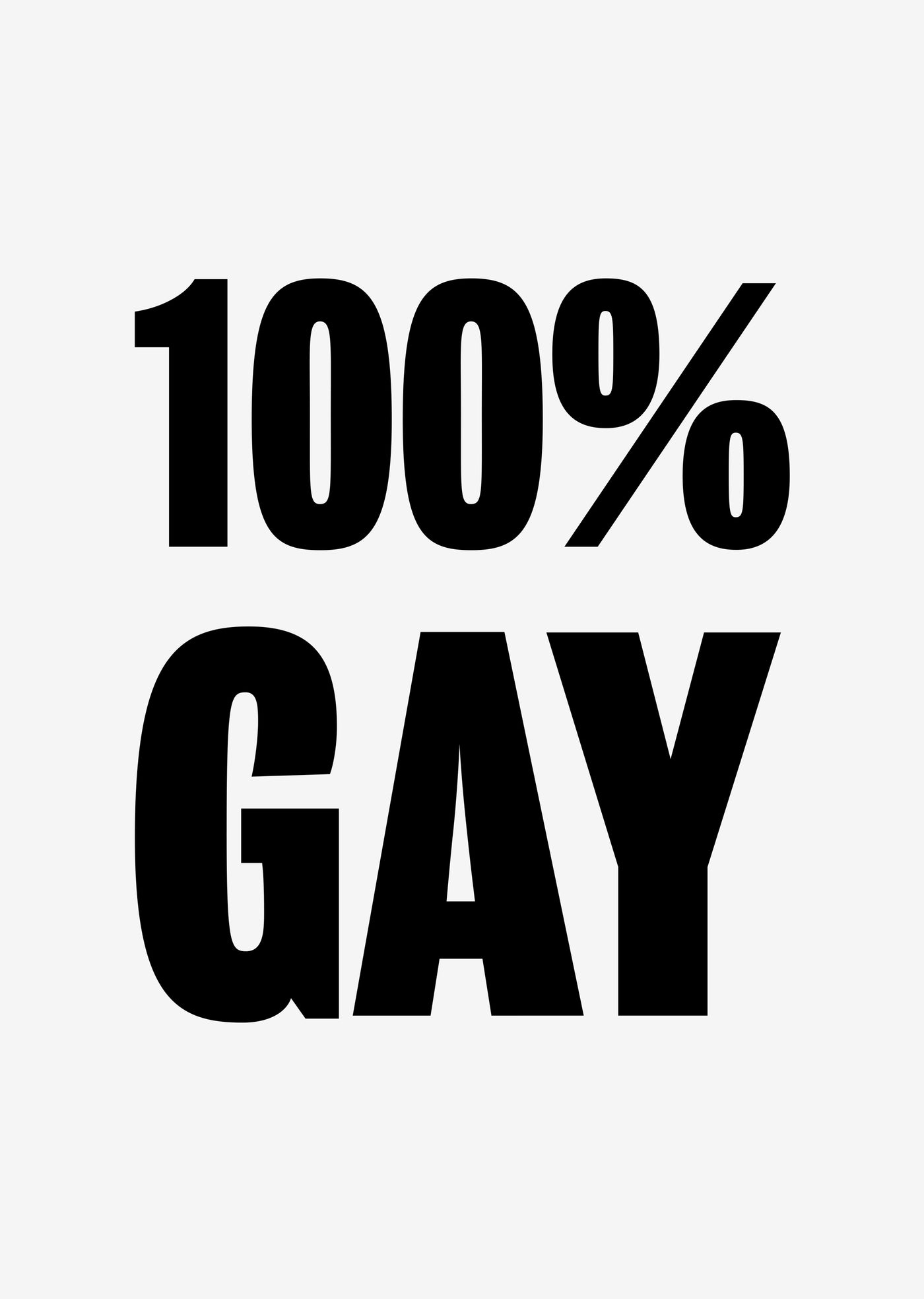 100% Gay' Typographic Wall Art Print
